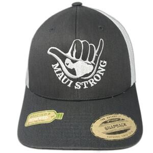 Kai Aloha Trucker Hat Gray One Size Maui Strong Shaka Logo Recycled Snapback